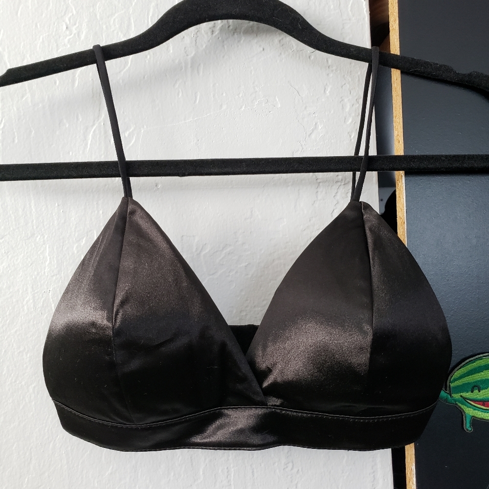 Black satin bralette